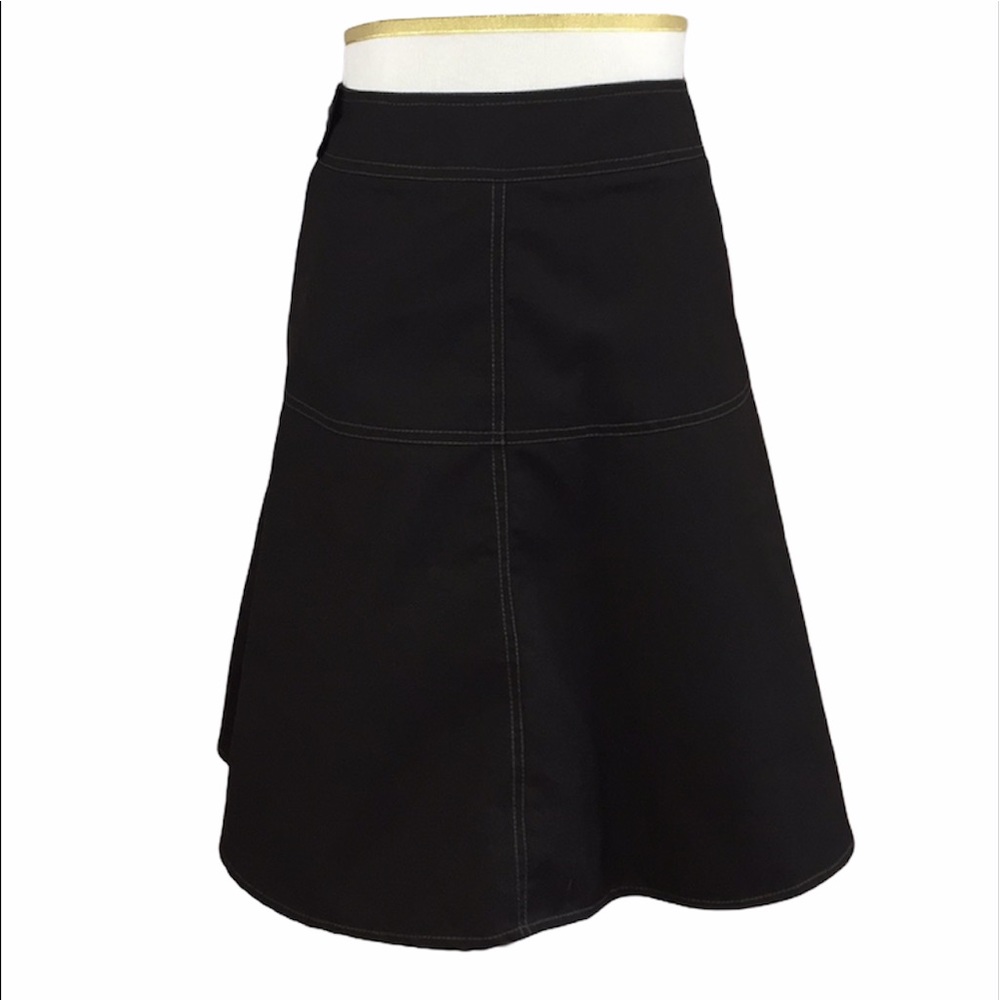 Eshakti Black Midi Length Side Zip A-Line Skirt